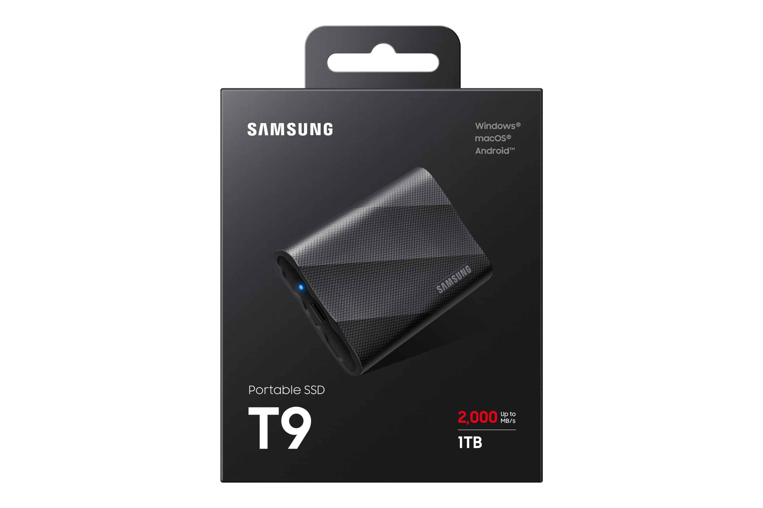 Samsung T9 Portable SSD 1TB, Up to 2,000MB/s, USB 3.2 Gen 2x2